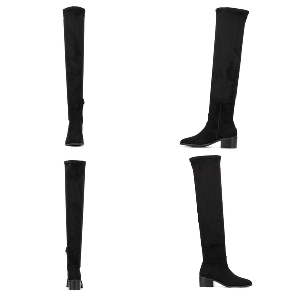 NWT New York & Company Faux Suede Almond Toe Rana Tall Boot Chunky Heel - Picture 2 of 15